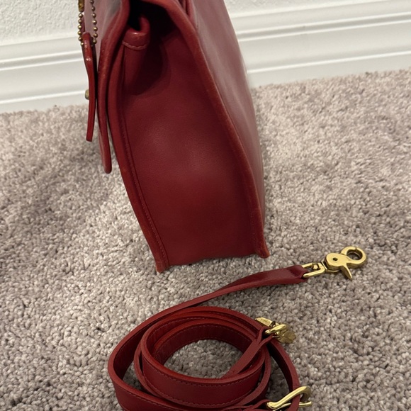 Vintage Coach 9927 Willis Crossbody Shoulder Handle Bag Red Leather - Picture 5 of 15
